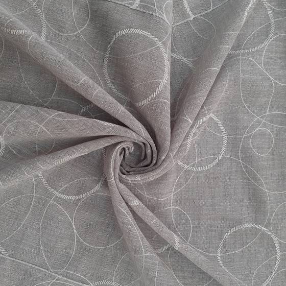 Tessuto per tendini stile shabby fantasia a cerchi - bianco/grigio/tortora