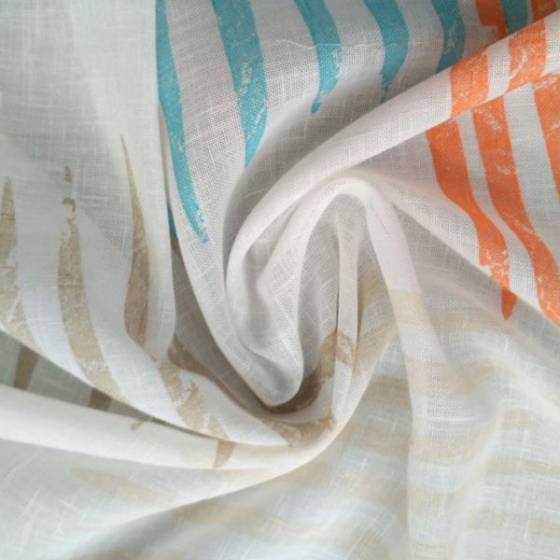 Tessuto per tendaggi con motivi multicolore - bianco e multicolor