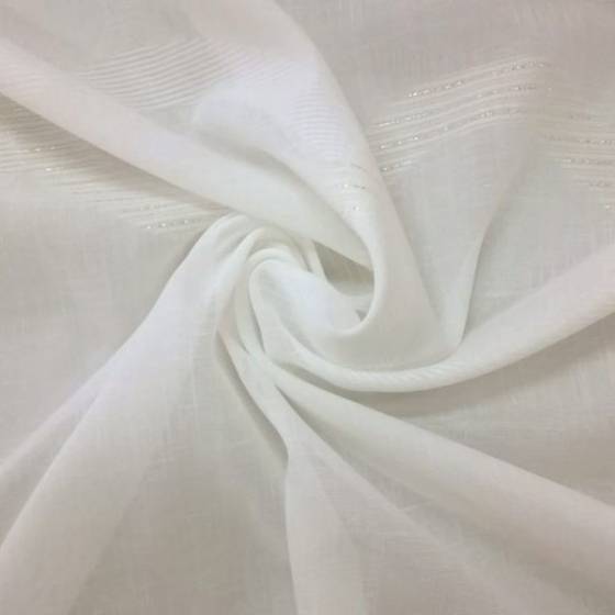 Tessuto per tende motivo catene con fili lucidi - bianco
