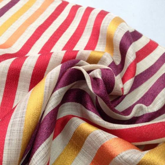 Tessuto tendaggio Bristol motivo a righe verticali colorate - sfondo grigio/tortora